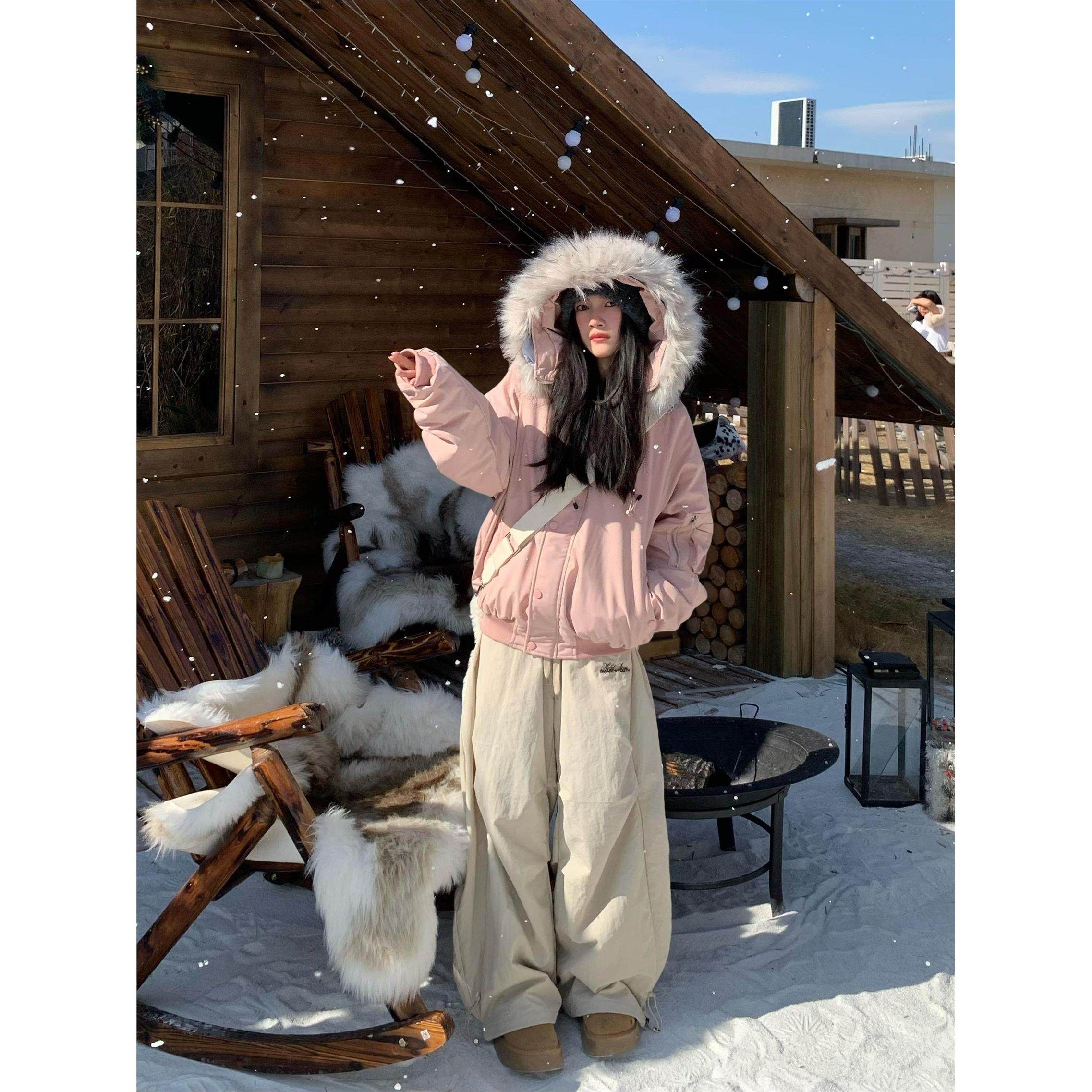 ABone 2024冬季新款西伯利亚雪夜粉色派克棉服外套女宽松保暖棉衣,个性定制/设计服务/DIY,棉服工装,淘宝优惠券,粉丝福利购,淘宝优惠卷