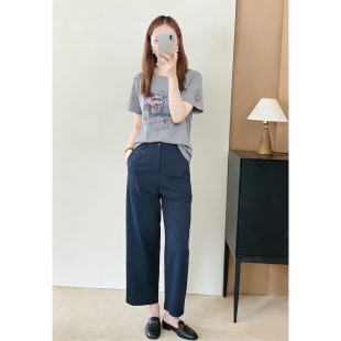 春款~【进口舒柔特】抗皱免烫 直筒裤高腰通勤休闲西装裤 裤长95