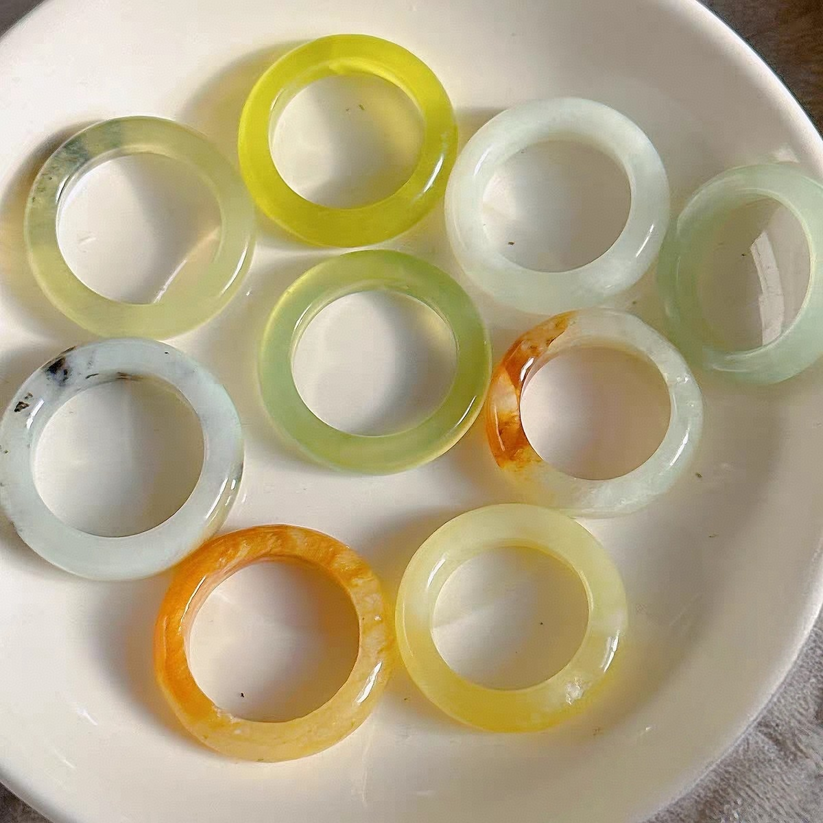 天然岫玉戒指指环扳指玉石戒指环玉石配饰天然玉石