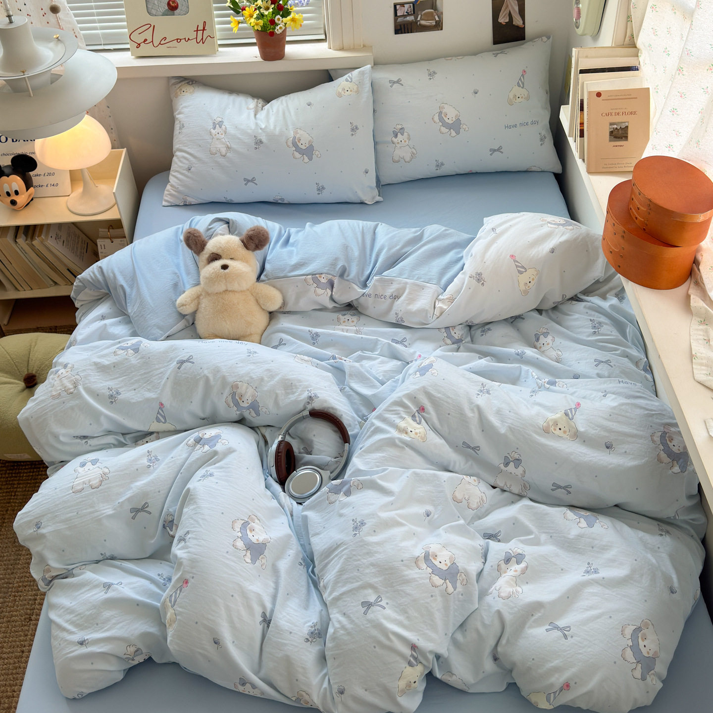 a正品小清新超柔古法水洗棉四件套亲肤四季款学生宿舍单人三4件套