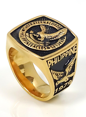 男女通用钛钢复古老鹰图案戒指