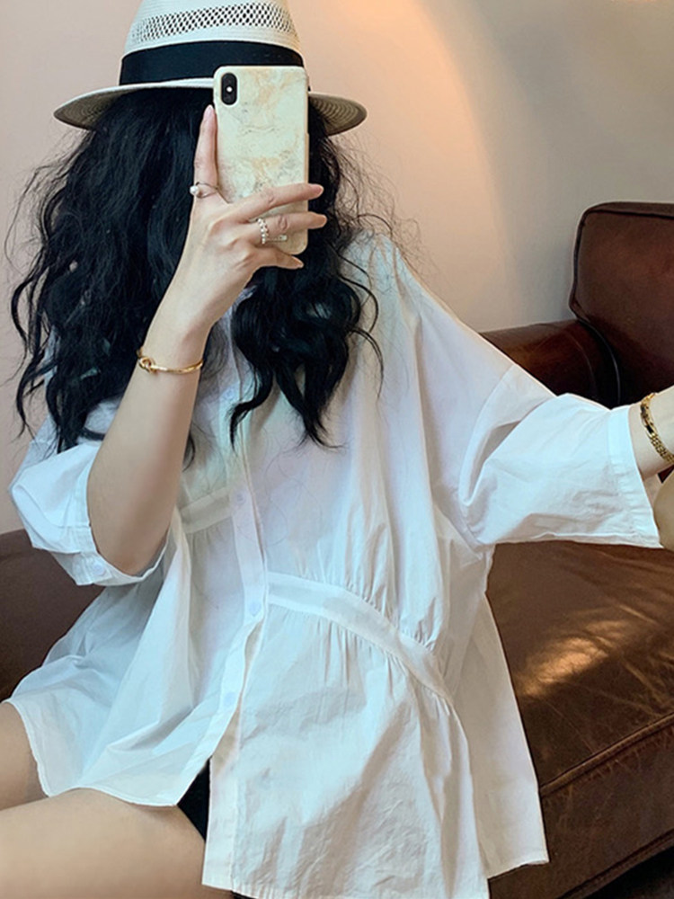 임부복 여름 상의 패셔너블한 베이비돌 셔츠 여름용 반팔 루즈 셔츠 임부복 투피스 여름 스타일