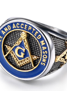 钛钢光明会全视之眼戒指项链共济会徽章朋克复古男士不锈钢滴胶