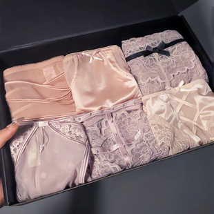 【冷调玫瑰】温柔纯欲高级感蕾丝内裤套装性感低腰三角裤2025新款