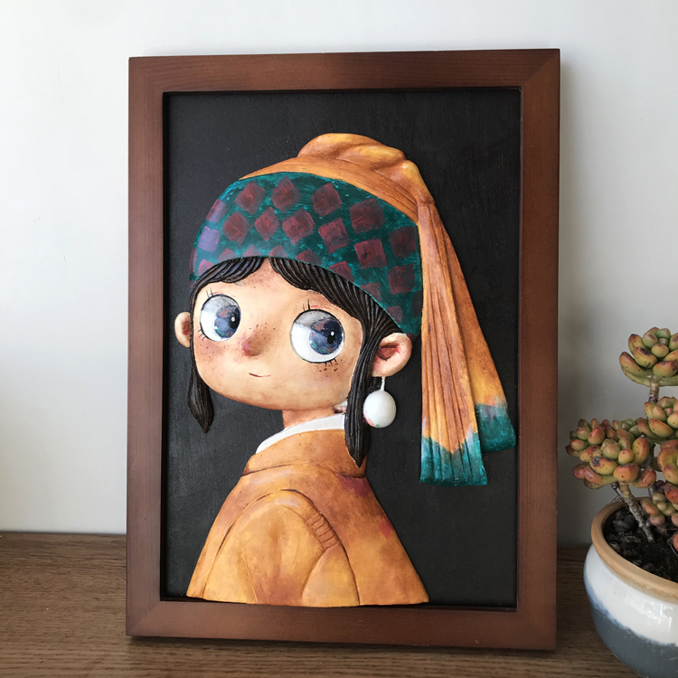 石膏画涂色世界名画DIY涂鸦彩绘创意解压美术用品作业立体浮雕画