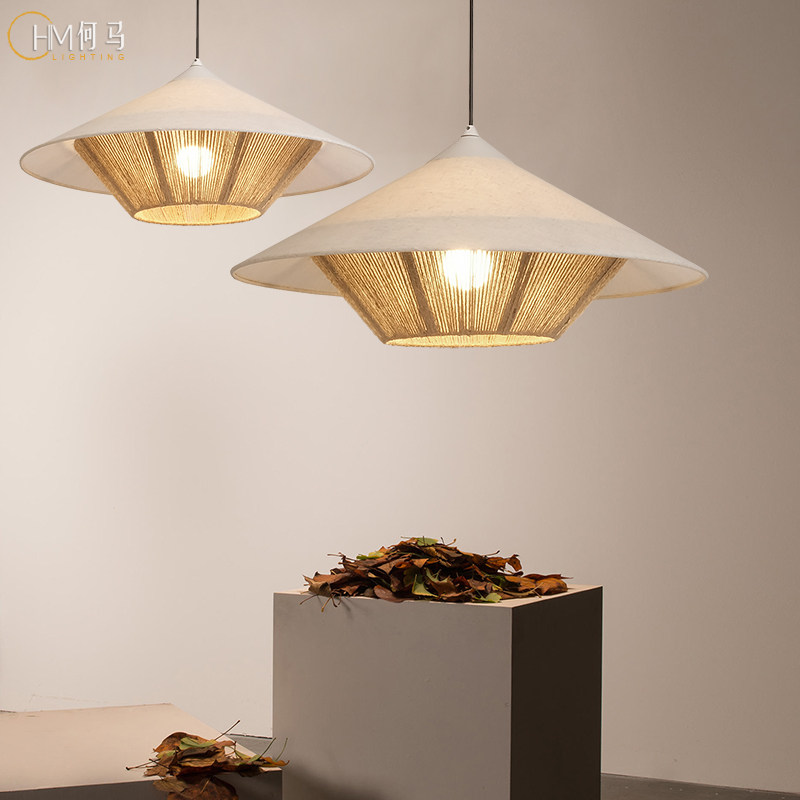 侘寂风麻绳编织灯罩日式民宿卧房餐桌客厅茶室禅意亚麻布斗笠吊灯,家装灯饰光源,卧室/书房吊灯,淘宝优惠券,粉丝福利购,淘宝优惠卷