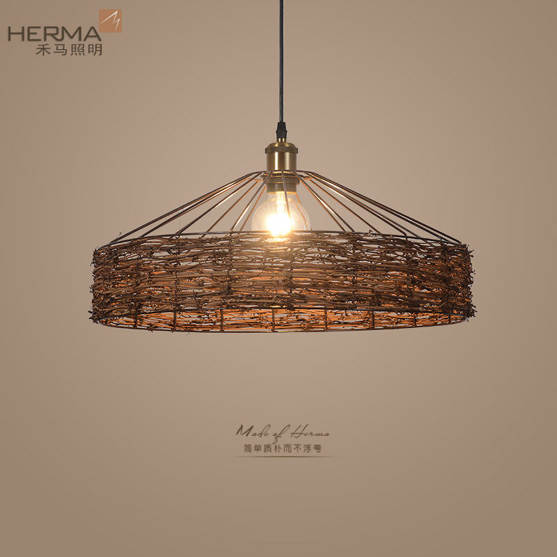 美式乡村复古藤编蒙古包吊灯创意餐厅酒吧台网咖工业风铁艺吊灯具,家装灯饰光源,餐厅吊灯,淘宝优惠券,粉丝福利购,淘宝优惠卷