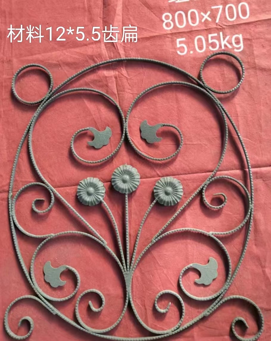 装铁艺配件大门楼梯立柱单支扶手围栏扁铁弯花熟铁花样铁艺花架