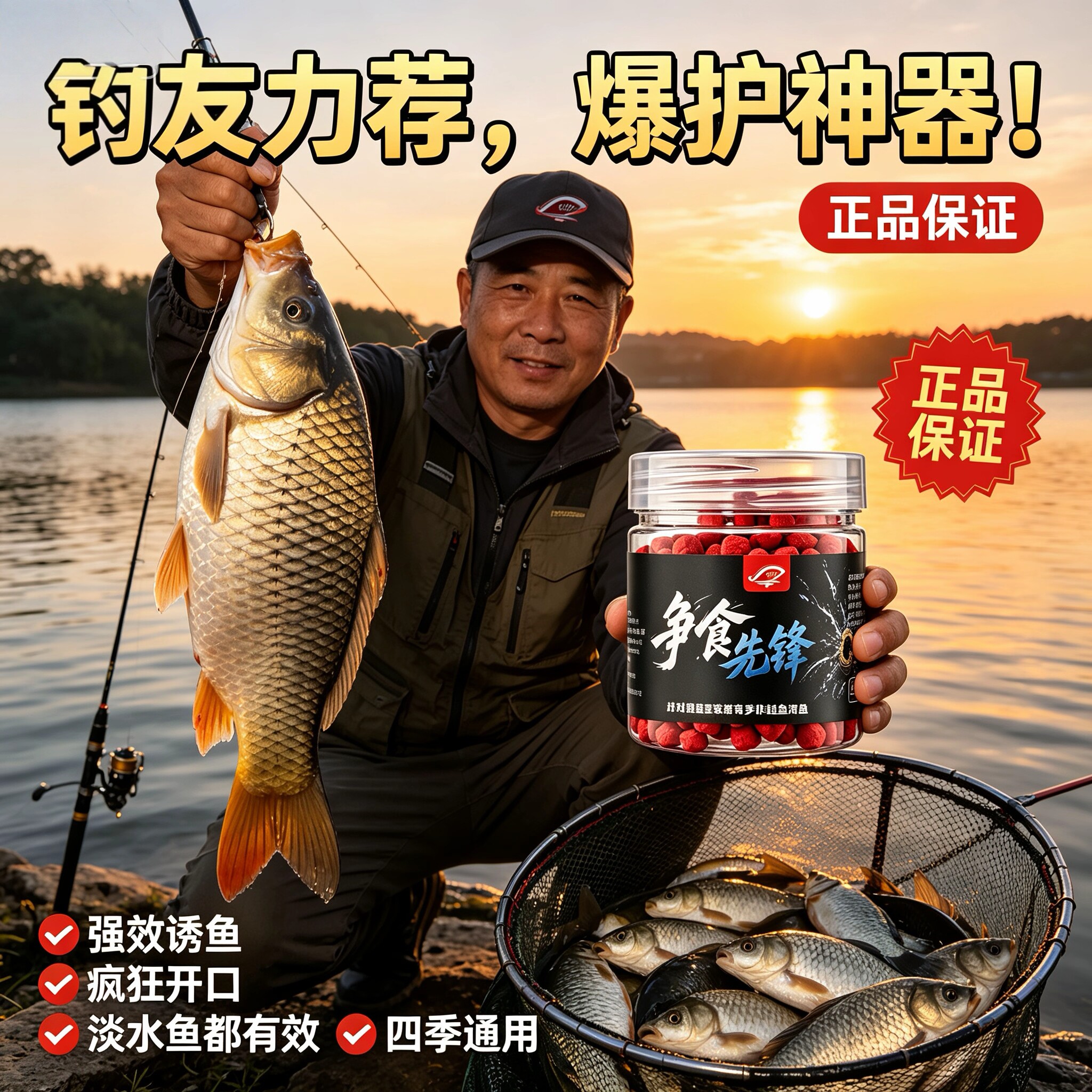 争食先锋颗粒钓饵懒人鲜丹鱼饵直接挂钩野钓黑坑通用软饵钓饵鱼饵