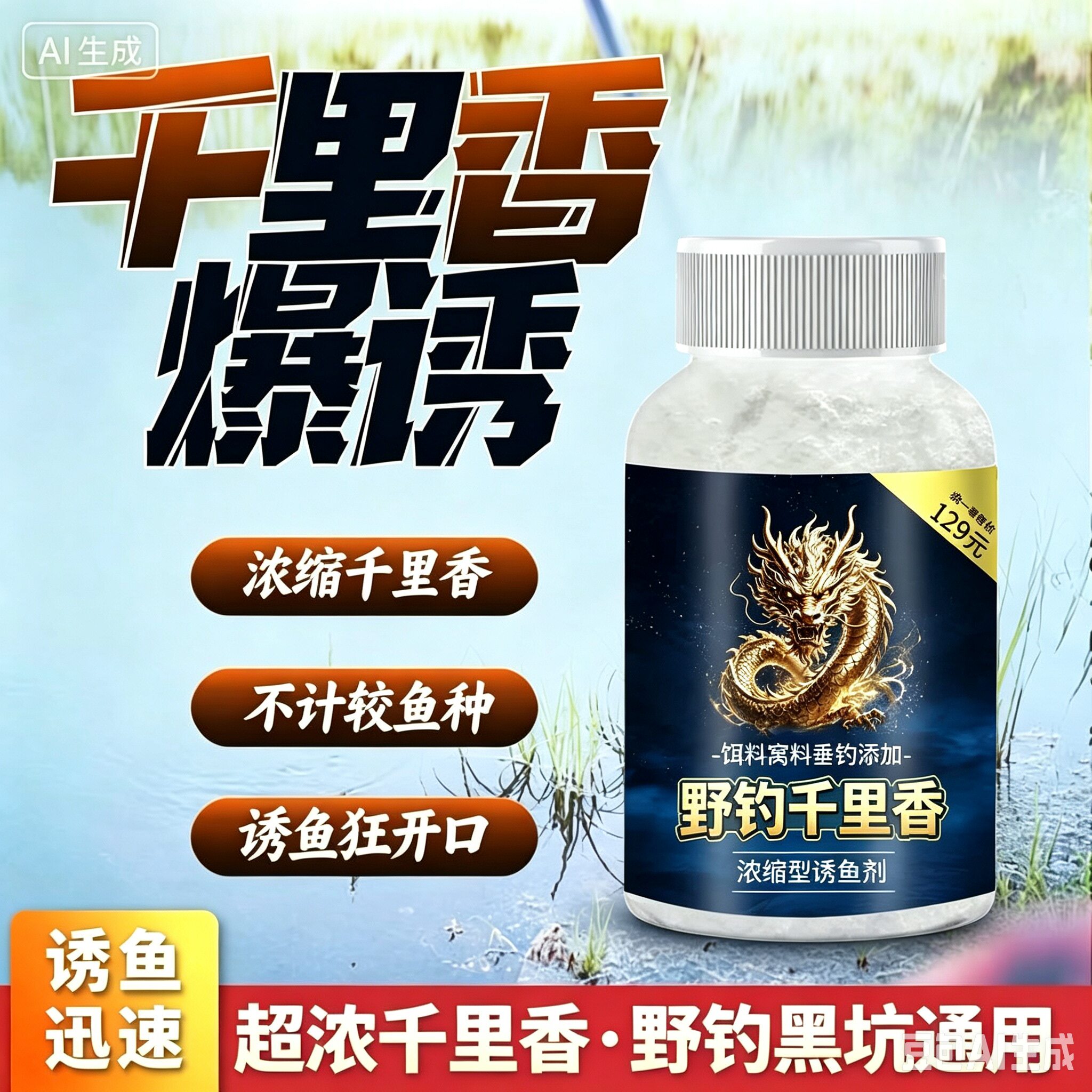强效野钓千里香小药粉鲫鲤草罗非鲢鳙诱食鱼饵窝料开口添加剂黑坑