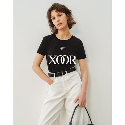 XOOR弹力棉针织女合身短袖T恤春