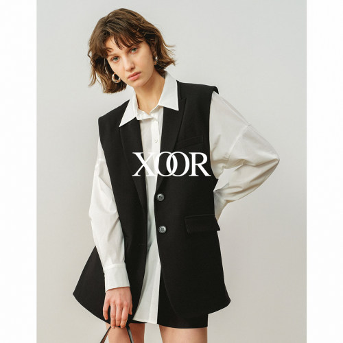 XOOR春款女西装马甲镂空设计感