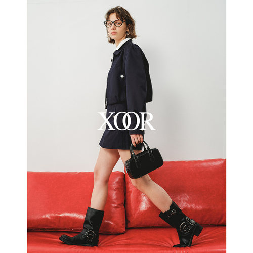 XOOR全棉精纺美式复古显瘦短裤女