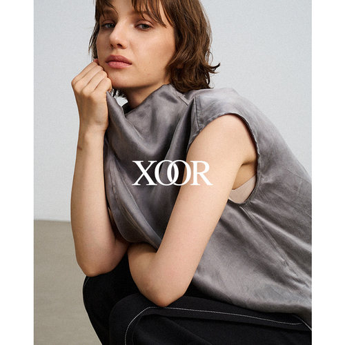 XOOR优雅荡领无袖小衫女不规则