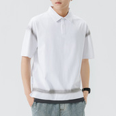 夏季 重磅潮牌撞色上衣半袖 短袖 鲲海鹏云2025新款 POLO衫 男士 t恤衫