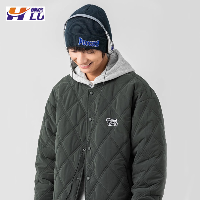 2025新款春秋美式领棉服宽松休闲菱格棉衣夹克男刺绣保暖休闲外套,男装,棉衣,淘宝优惠券,粉丝福利购,淘宝优惠卷