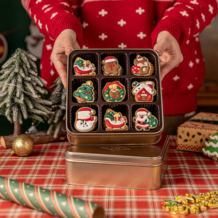 圣诞饼干铁罐曲奇雪花酥糖果包装 伴手礼烘焙马口铁盒子 盒点心包装