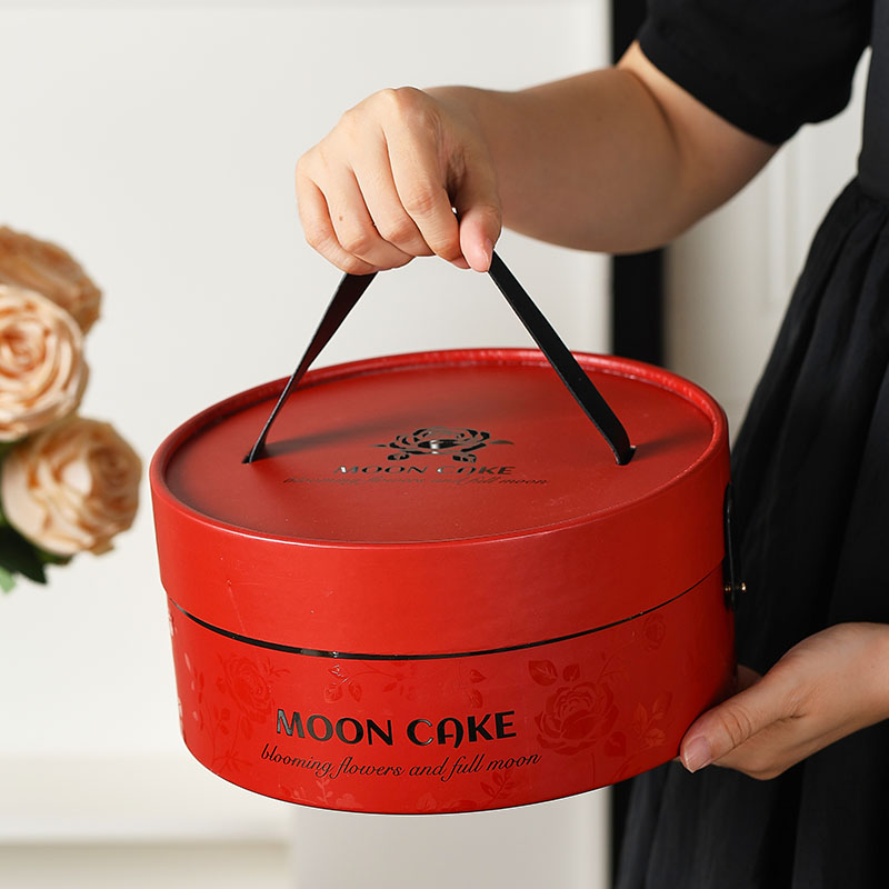 圆形国风月饼礼品盒2025新款中秋定制月饼包装盒6/8粒装高端手提