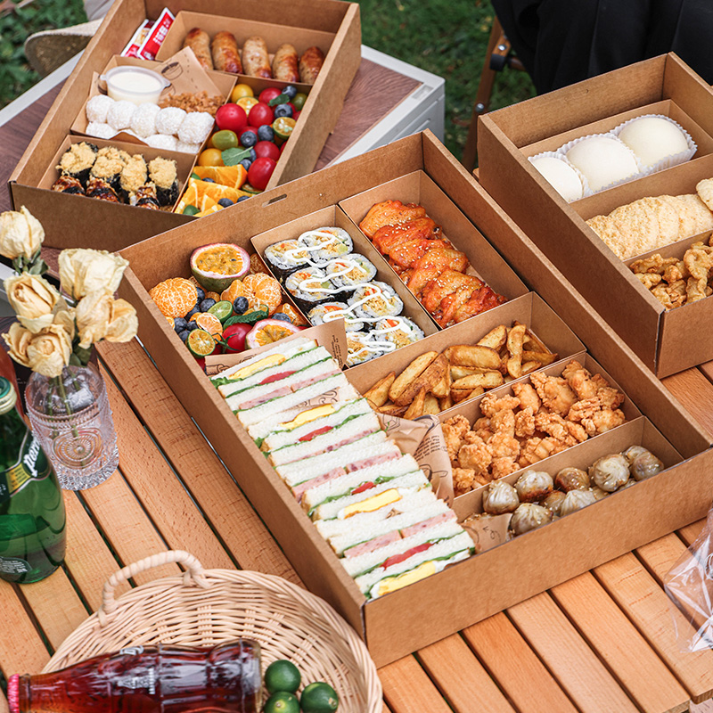 春游野餐盒一次性餐盒牛皮纸