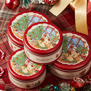 圣诞节礼物盒糖果包装盒马口铁曲奇饼干小礼品盒伴手礼红色空盒子