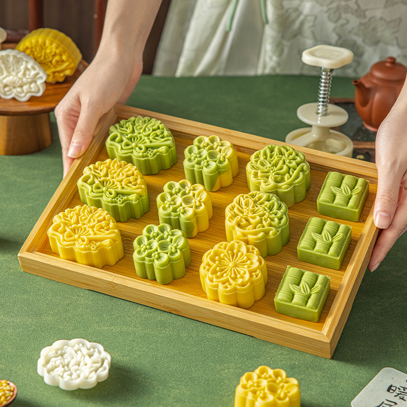 新款冰皮绿豆糕月饼山药手压模具