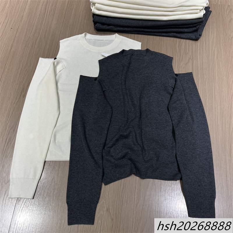 欧洲站2026秋季新款设计感露肩针织衫女圆领长袖纯色简约百搭上衣