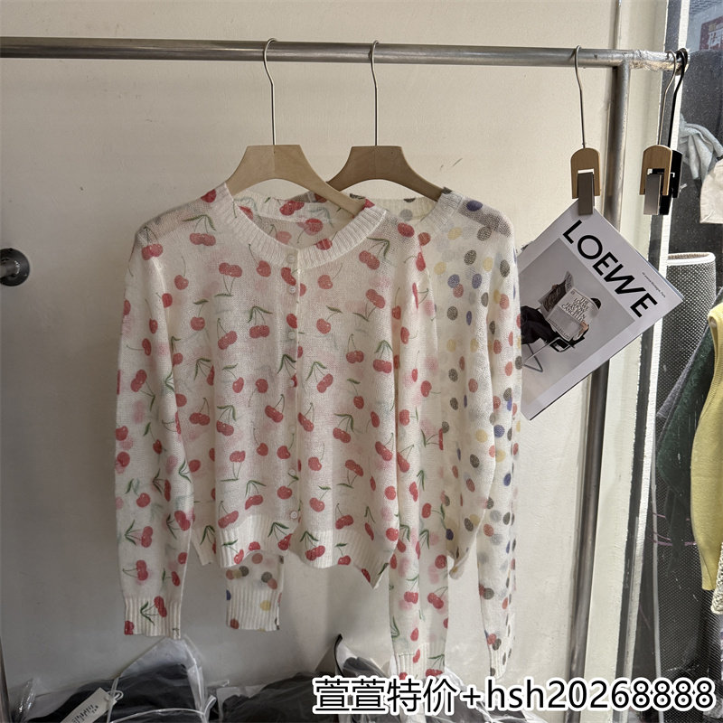 欧洲站2026早秋新款洋气百搭圆领宽松可爱图案提花绵羊毛针织开衫