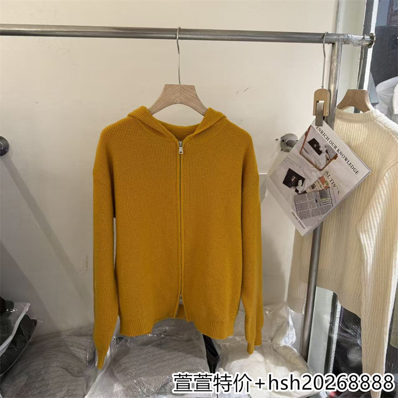欧洲站2026秋冬新款百搭连帽纯色柔软双拉链坑条绵羊毛开衫毛衣女