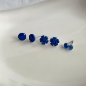 显白蓝花朵耳环女2025年新款 潮小众设计感耳饰夏天免摘耳钉女耳夹