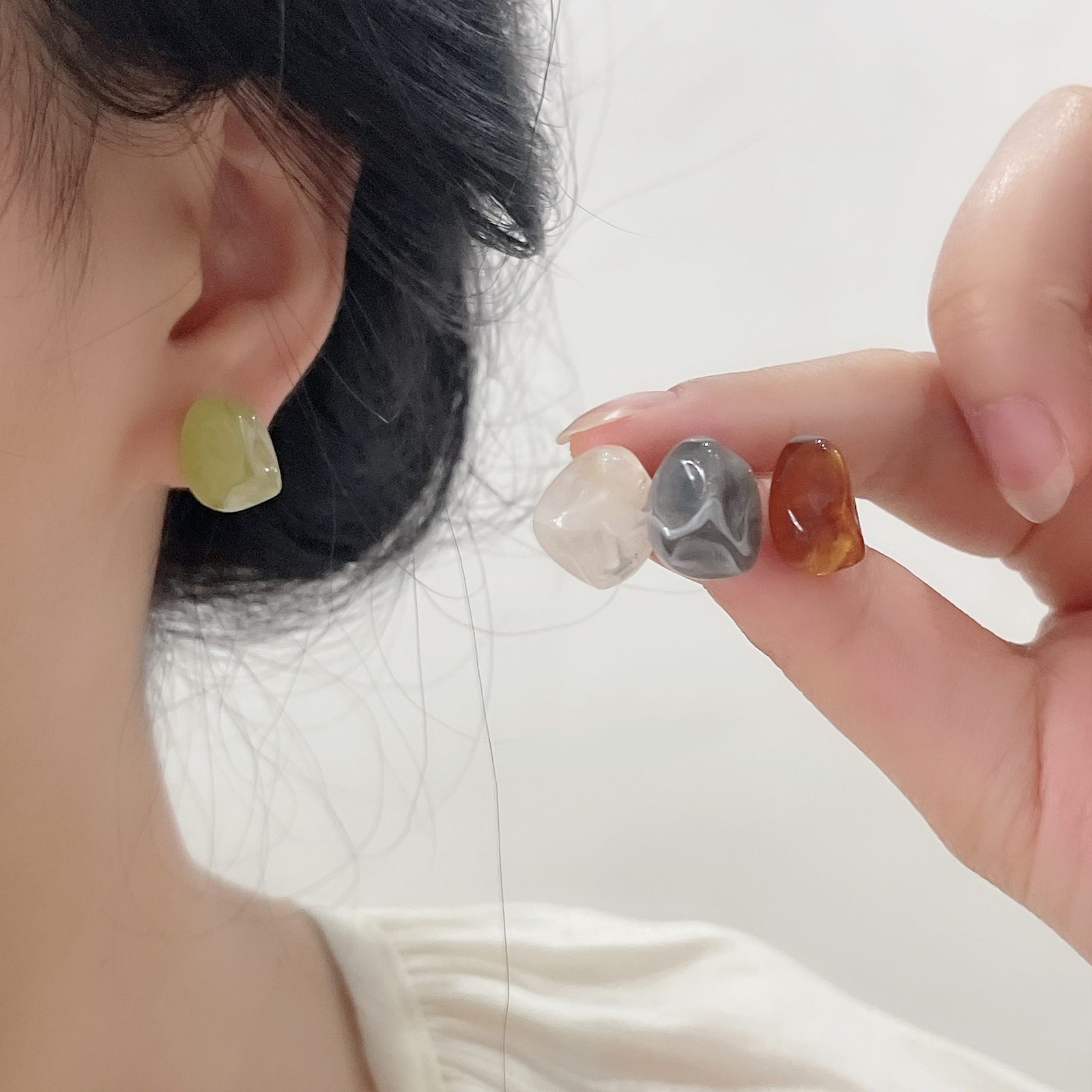 几何耳钉树脂小众设计感