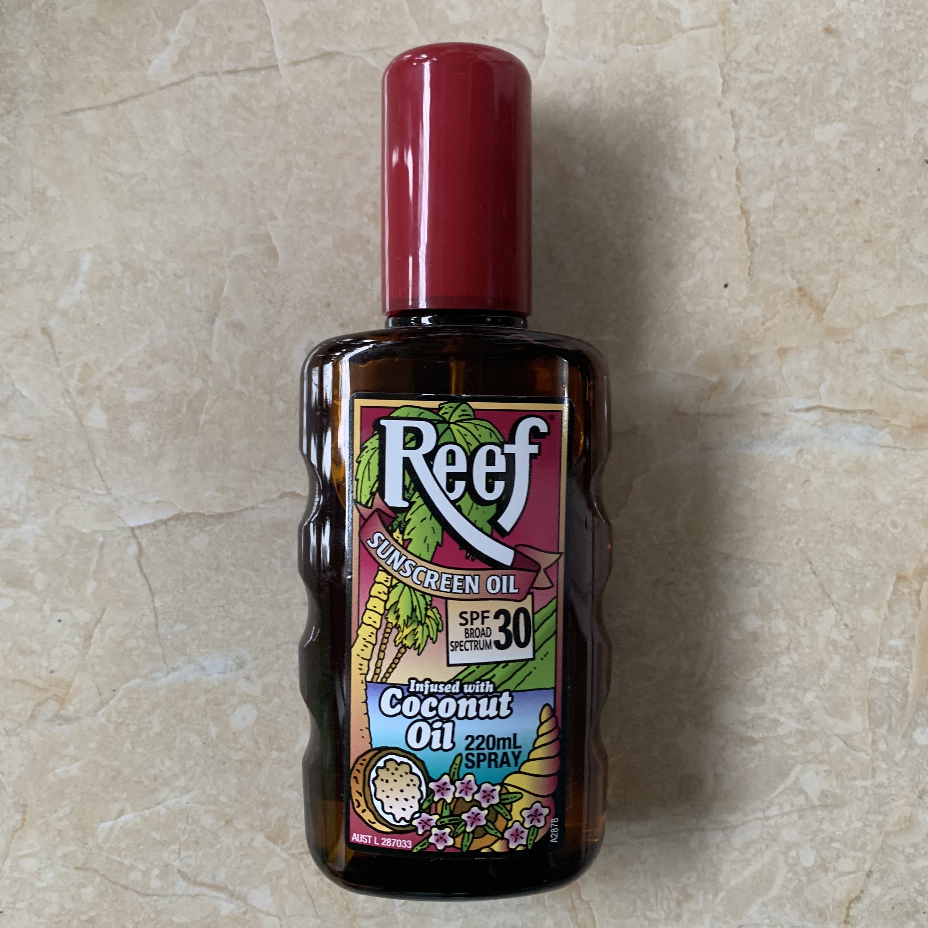 现货澳洲Reef Coconut Oil SPF 30+助晒油220ml
