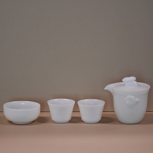 顺美陶瓷 旅行茶具德化冰种玉瓷一鸣惊人蝉知了浮雕简约便捷大方