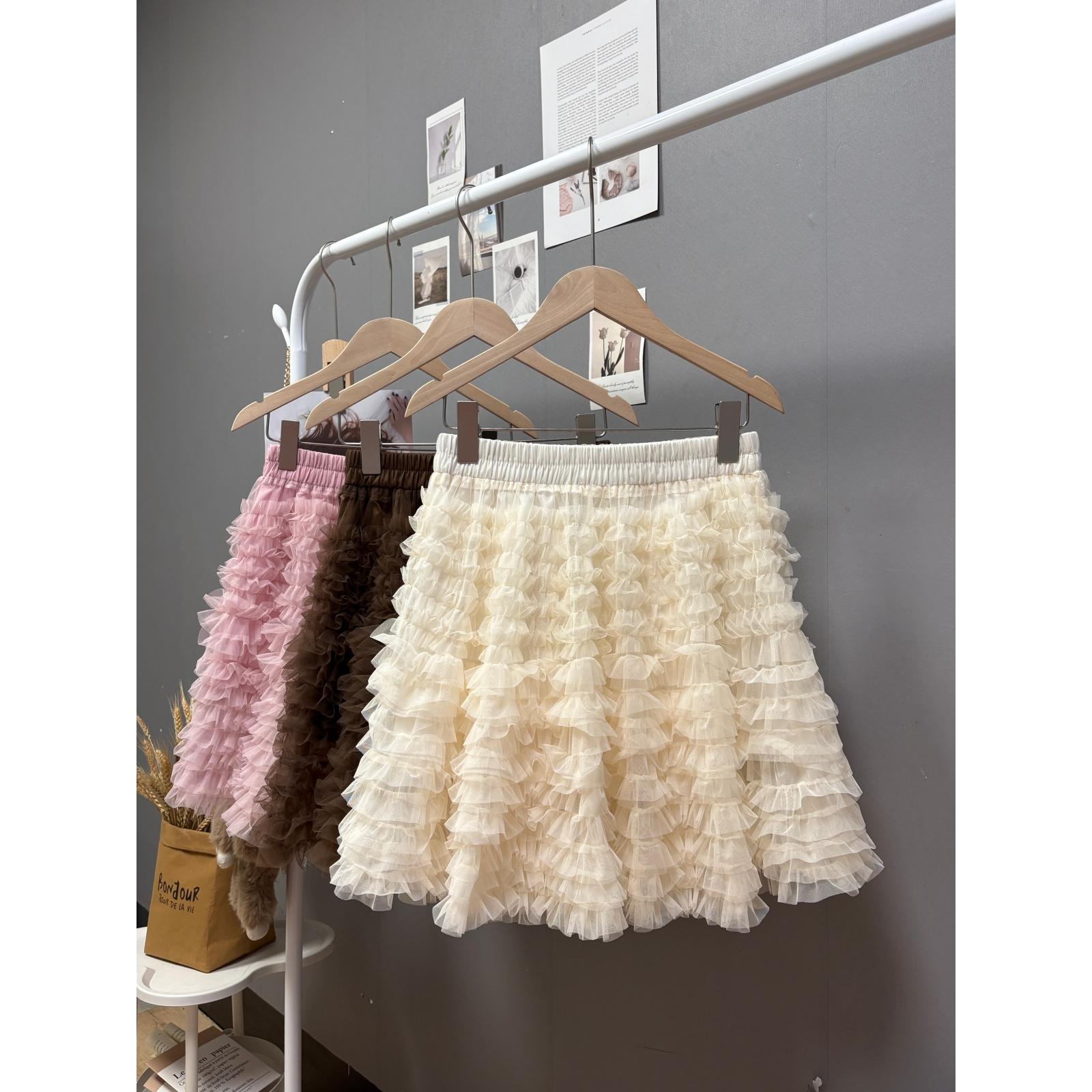 十三行秋冬新款2025甜美减龄多层木耳荷叶边蛋糕裙中短公主半身裙