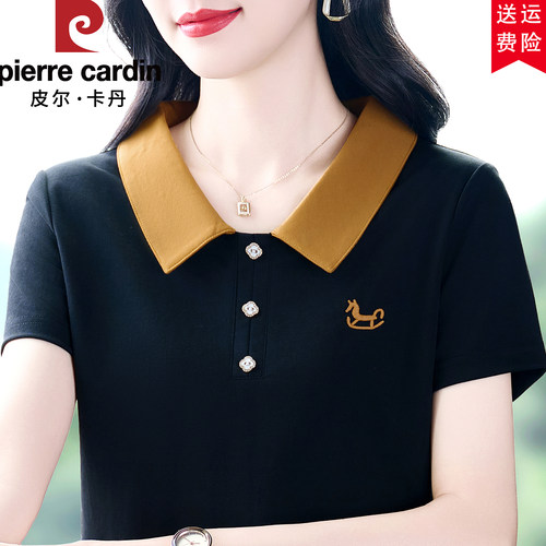 皮尔卡丹名牌短袖T恤女2026夏季爆款上衣宽松大码高档女士polo衫