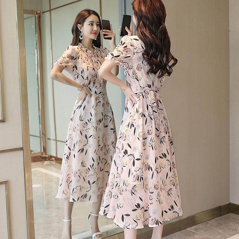 莲衣夏新款裙显瘦连衣裙2022新款夏季女韩版气质修身显瘦长款过膝