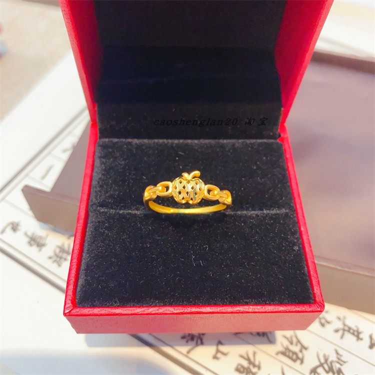 铜合金古法沙金苹果戒指女可调节