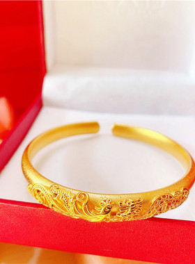 仿金镀24k龙凤婚庆不掉色手镯