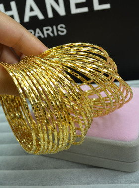 铜合金仿黄金多个花纹光圈手镯