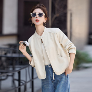 休闲上衣 立领短外套女PU皮皮衣夹克显瘦气质时尚 2026春装 新款