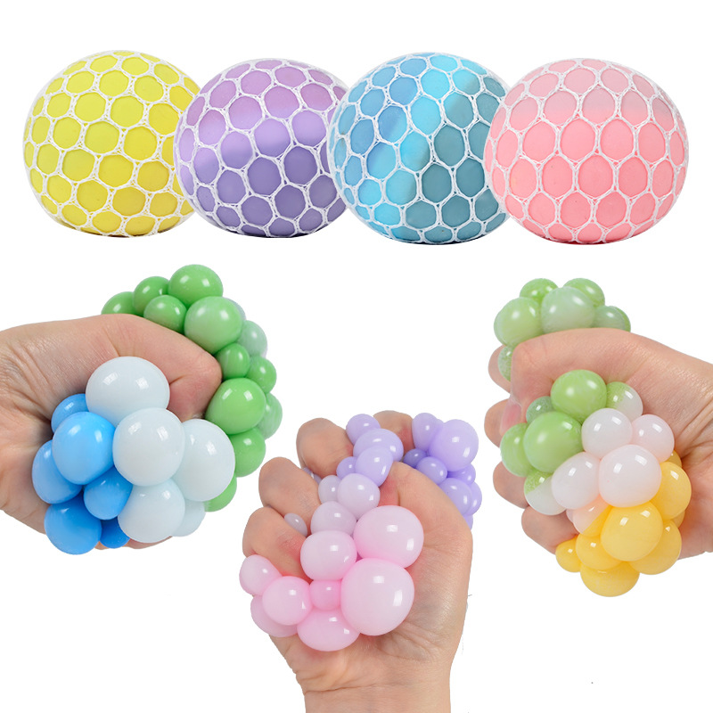 Squishy Fidget vent Toys squeezy Stress ball炫彩葡萄球捏捏乐