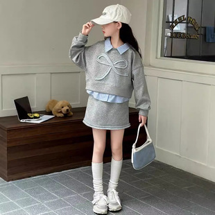 新款女童套装春装2026儿童洋气卫衣女孩大童时髦春秋季两件套裙子