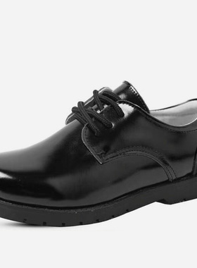 男童皮鞋黑色软底春秋款单鞋小学生表演鞋校园系带4142演出儿童鞋