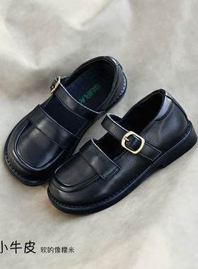 女童真皮黑色皮鞋校园演出鞋2026春秋款单鞋宝宝英伦软底鞋低帮