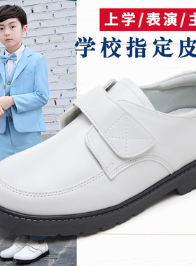 厂家直销男童白皮鞋英伦风小学生黑儿童白色演出鞋单鞋鞋子学院