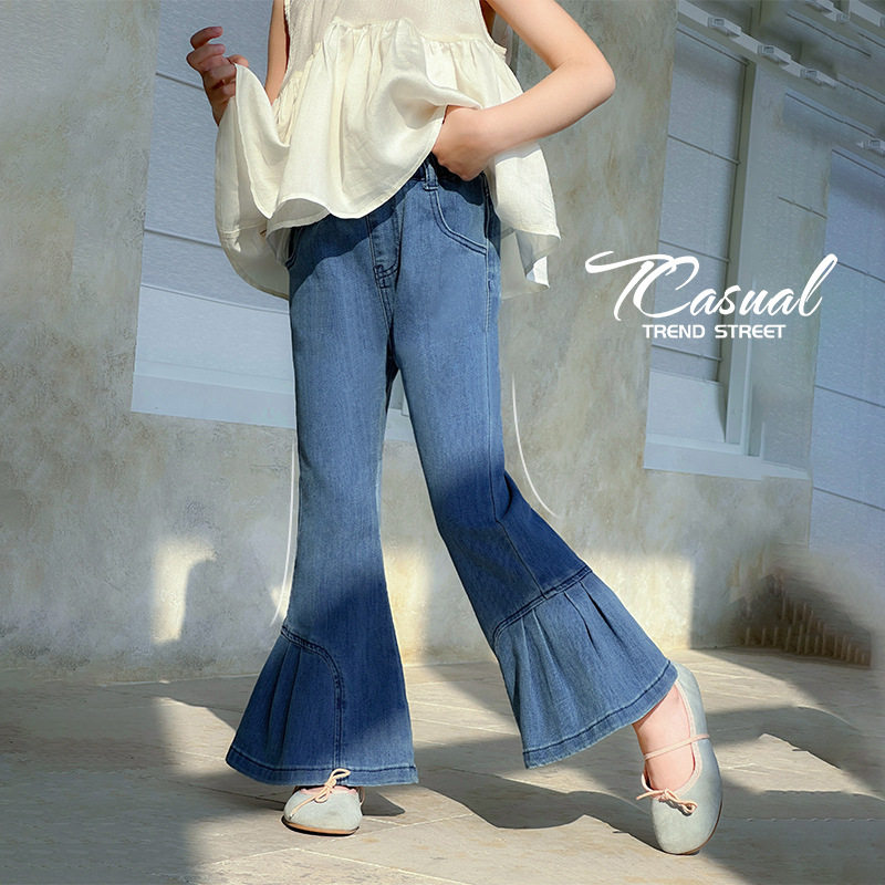 TUTU小象女童微喇牛仔裤2026春装新款童装休闲裤儿童洋气喇叭裤