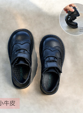 女童休闲英伦真皮单鞋黑色皮鞋软底2026春秋款校园鞋公主演出鞋