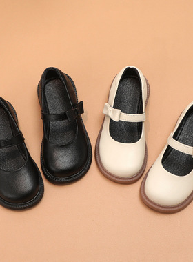 2026春秋真皮女童鞋皮鞋软底儿童单鞋小童黑色校园百搭223900低帮