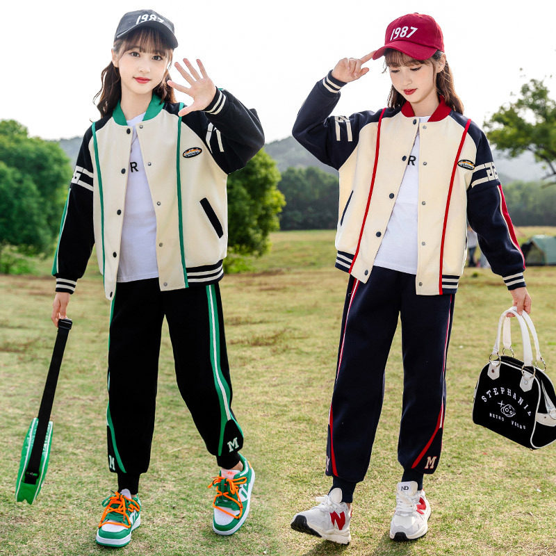 女童卫衣套装春秋2025新款中大童洋气休闲卫衣两件套女孩运动装
