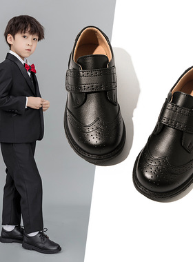 男童皮鞋真皮软底儿童黑色英伦风男孩演出鞋子大童小学生单鞋C817