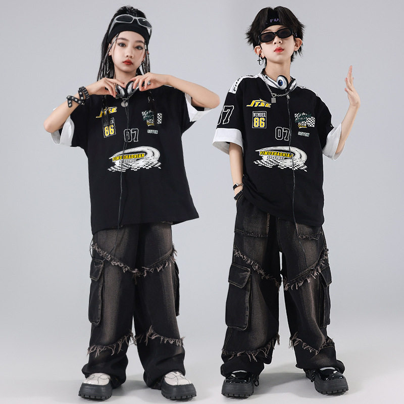 少儿儿童街舞套装男童夏酷帅hiphop舞台架子鼓演出服表演服装潮服